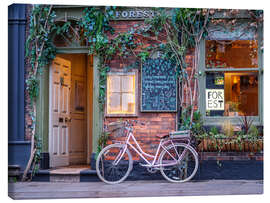 Leinwandbild Fahrrad vor einem Café - Assaf Frank