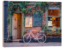 Holzbild Fahrrad vor einem Café - Assaf Frank