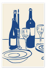 Poster Abendessen und Wein