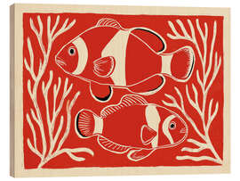 Holzbild Rote Clownfische