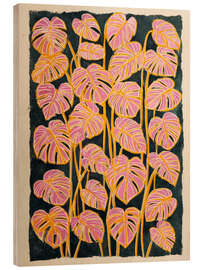 Holzbild Abstract Pink Monstera - DejaReve