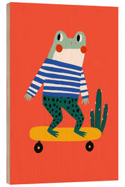 Holzbild Skateboardfrosch - treechild