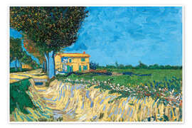 Poster Avenue in Arles mit Häusern - Vincent van Gogh