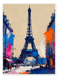 Poster Paris im Farbenspiel