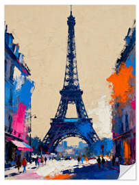 Wandsticker Paris im Farbenspiel