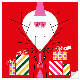 Wandsticker Rudy und der Weihnachtsmann