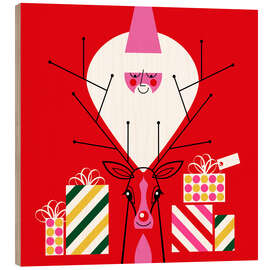 Holzbild Rudy und der Weihnachtsmann