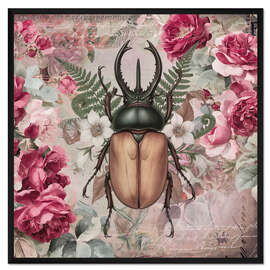 Gerahmter Kunstdruck Blumenkäfer