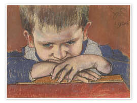 Wandbild Mietek auf seine Hände gelehnt, 1904 - Stanislaw Wyspianski