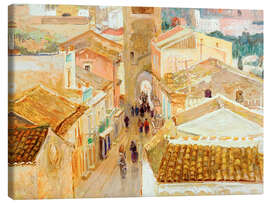 Leinwandbild Blick auf die Dächer von Taormina - August Wilckens, 1913