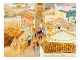 Wandbild Blick auf die Dächer von Taormina - August Wilckens, 1913