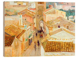 Holzbild Blick auf die Dächer von Taormina - August Wilckens, 1913