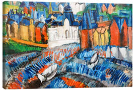 Stampa su tela The Casino Marie Christine and the beach of Le Havre - Raoul Dufy