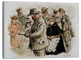 Leinwandbild Heinrich Zille im Regen zeichnend, 1919 - Heinrich Zille