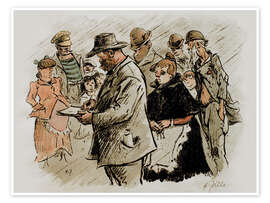 Wandbild Heinrich Zille im Regen zeichnend, 1919 - Heinrich Zille