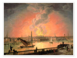 Wandbild Der Brand des Drury Lane Theaters - Thomas Luny, 1809