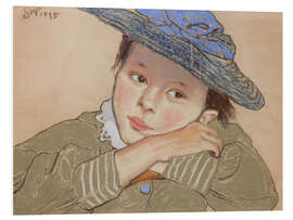 Hartschaumbild Mädchen mit blauem Hut