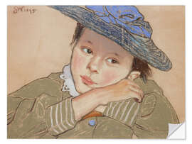 Wandsticker Mädchen mit blauem Hut