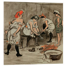 Acrylglasbild Vier Frauen in Garderobe - Heinrich Zille