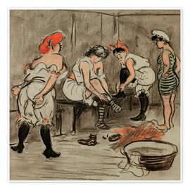 Wandbild Vier Frauen in Garderobe - Heinrich Zille