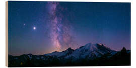 Holzbild Die Milchstraße über dem Mount Rainier, Washington, USA