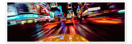 Wandbild Blick aus einem fahrenden Auto, Times Square, New York, USA