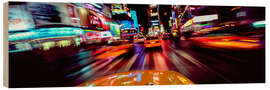 Holzbild Blick aus einem fahrenden Auto, Times Square, New York, USA