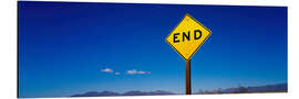 Alubild Das Ende-Schild vor blauem Himmel, Mojave-Wüste, Kalifornien