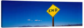 Lærredsbillede The End road sign against a blue sky, Mojave Desert, California