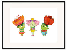 Gerahmter Kunstdruck Gartenwichtel