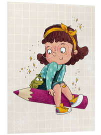 Hartschaumbild Mädchen mit Stift