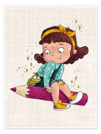 Poster Mädchen mit Stift