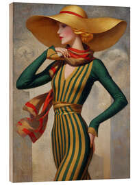 Holzbild Eleganz unter dem Hut