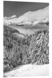 Acrylglasbild Klausberg und das verschneite Ahrntal, Südtirol - Christian Müringer