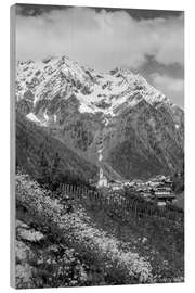 Holzbild Dorf Mühlwald im Tauferer Ahrntal mit blühenden Sommerwiesen - Christian Müringer