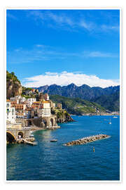 Wandbild Blick auf Atrani an der Amalfiküste, Italien - Rico Ködder
