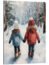 Alubild Spaziergang im Winterwald