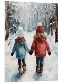 Hartschaumbild Spaziergang im Winterwald