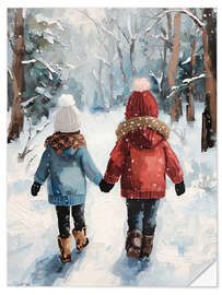 Wandsticker Spaziergang im Winterwald