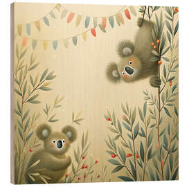 Holzbild Lustige Koalas - nobelart