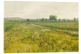 Acrylglasbild Wiesenlandschaft mit Gänsen an einem Bach, 1892 - John Atkinson Grimshaw