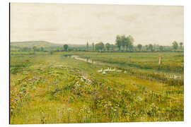 Alubild Wiesenlandschaft mit Gänsen an einem Bach, 1892