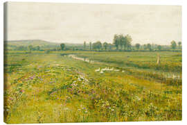 Leinwandbild Wiesenlandschaft mit Gänsen an einem Bach, 1892 - John Atkinson Grimshaw