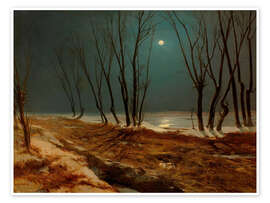 Wandbild Landschaft im Winter bei Mondschein - Carl Blechen