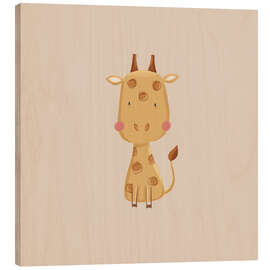 Holzbild Giraffenbaby