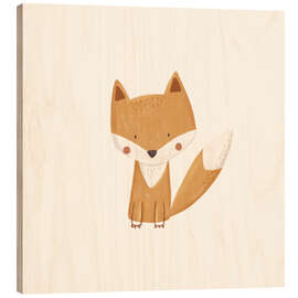 Holzbild Niedliches Fuchsbaby