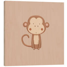 Holzbild Süßes Äffchenbaby