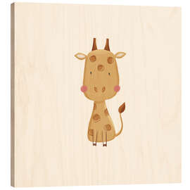 Holzbild Niedliche Babygiraffe