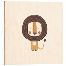 Holzbild Niedliches Löwenbaby