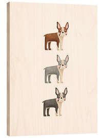 Holzbild Drei Boston Terrier - Marta Munte